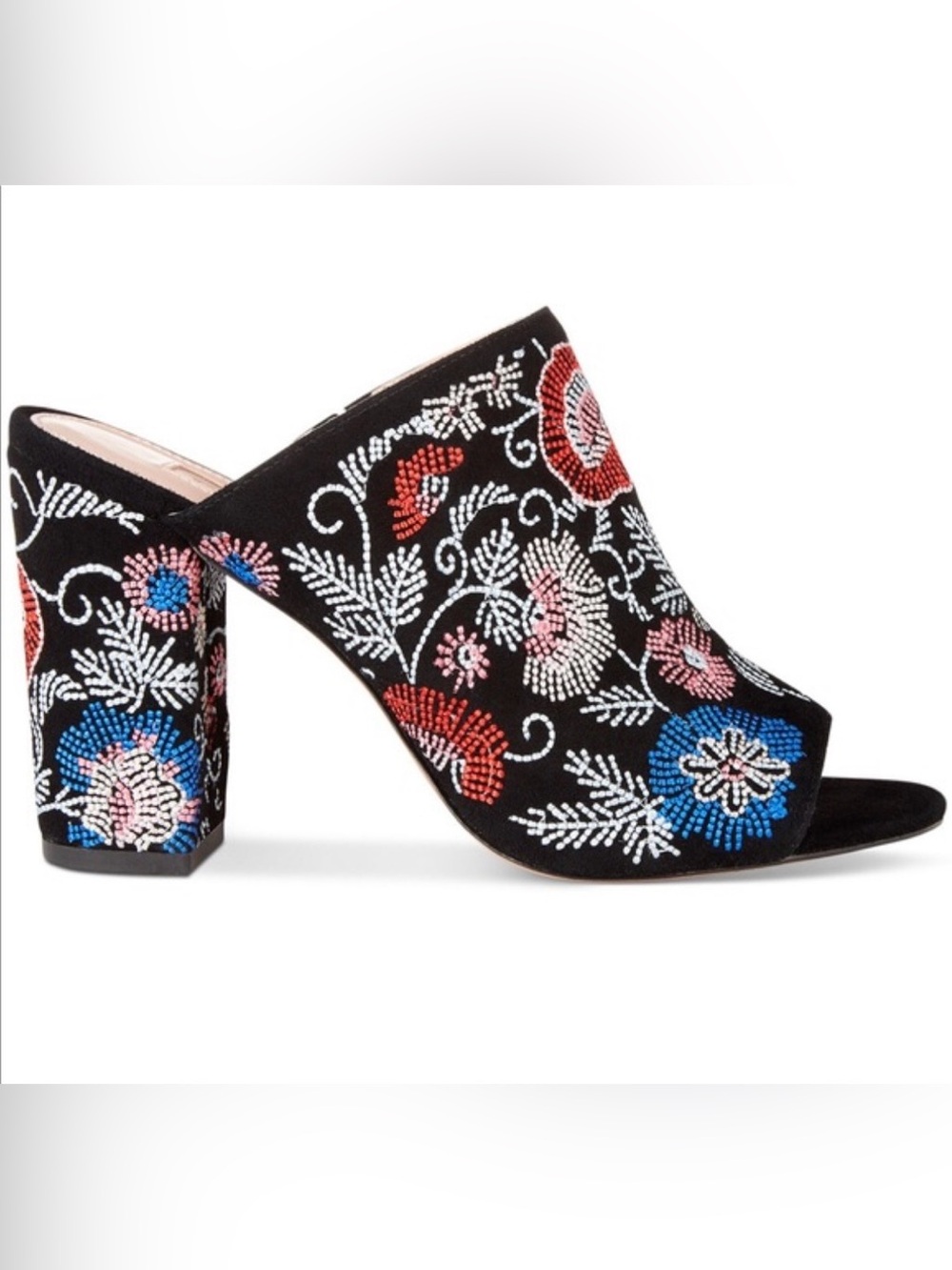 Aves Les Filles Margaux -  Black Embroidered Floral Mule